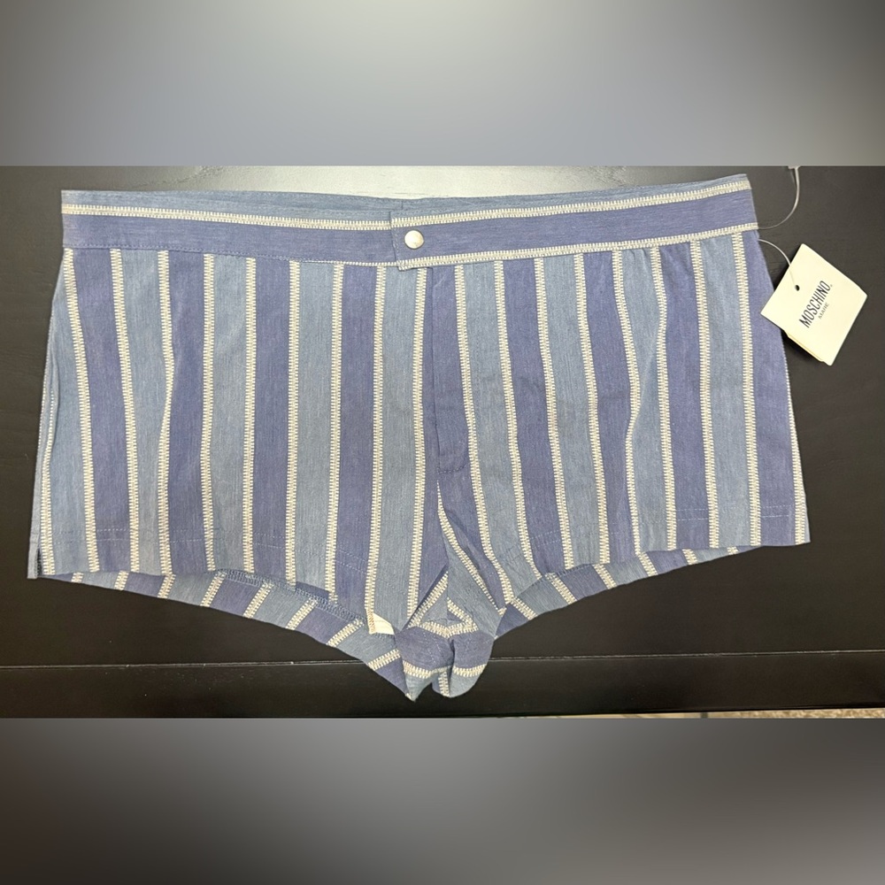 Moschino Blue and White Swim Trunks